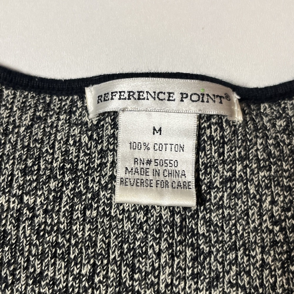 Vtg Reference Point 1/4 Button Henley Knit Sweater Size M Gray Sleeve Pocket Top - Picture 5 of 6